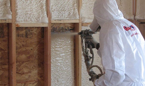 Spray foam insulation installation