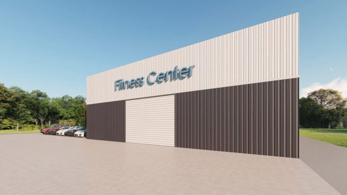 Fitness Center metal building rendering 3