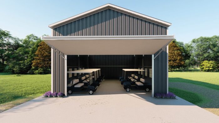 Golf cart storage metal building rendering 2