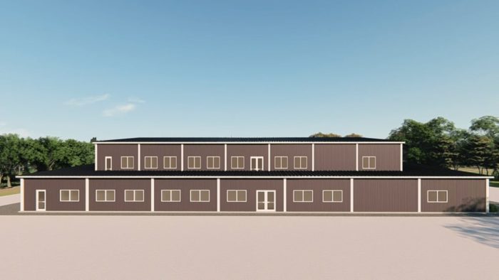 Gymnasiums metal building rendering 3