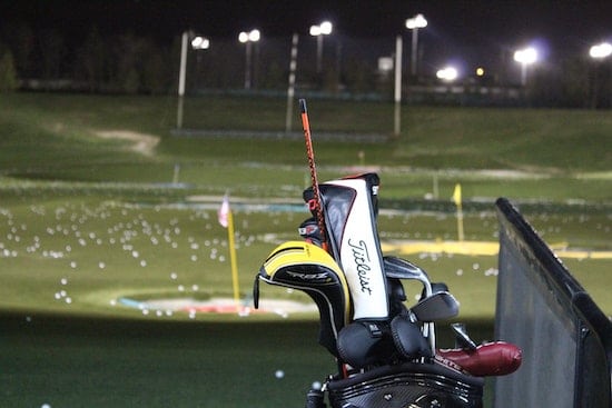 solar led flood lights illuminating a golf course at night
