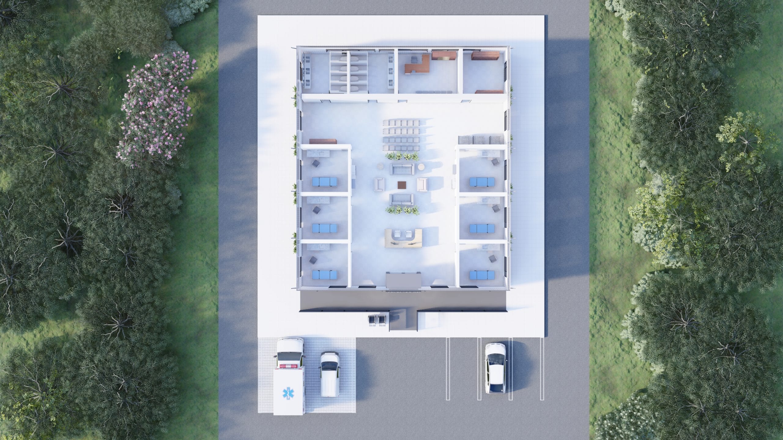 Modular medical building 60X60 9 3d floor plan 2 image