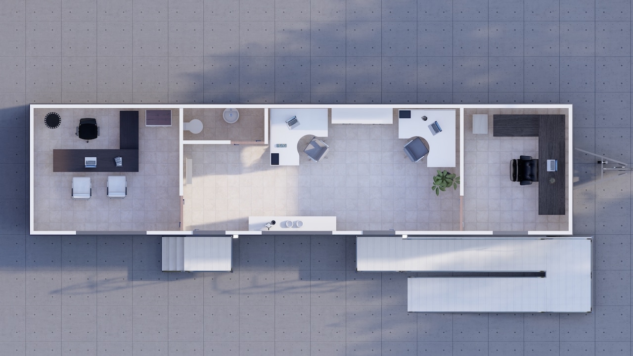 Mobile Office Trailer 12X50 5 3D Floor plan