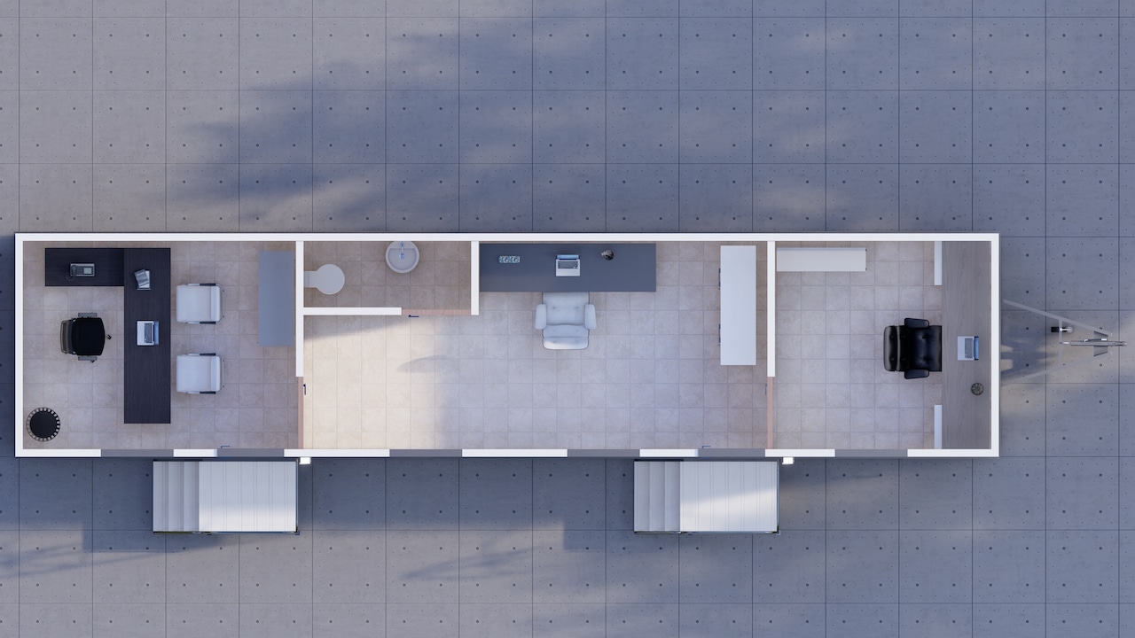Mobile Office Trailers 10x44 5 3D Floor Plan