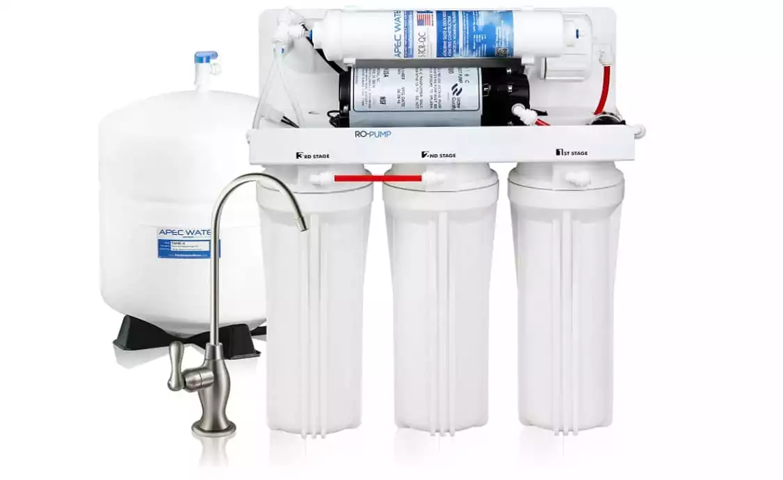 APEC Water Systems RO-PUMP-120V Top Tier Ultra Safe Reverse Osmosis Drinking Water Filtration System with US Made Booster Pump