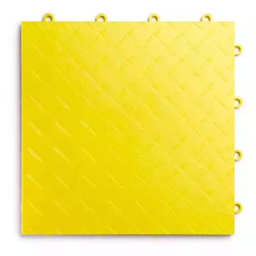 RaceDeck Diamond Plate Design, Durable Interlocking Modular Garage Flooring Tile (48 Pack), Yellow