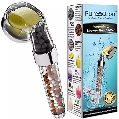 PureAction Vitamin C Shower Head Filter with Hose & Replacement Filters